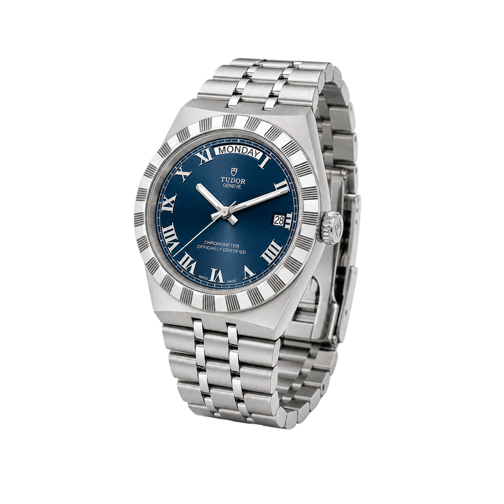 Royal Day-Date 40 Stainless Steel / Blue - Roman 측면